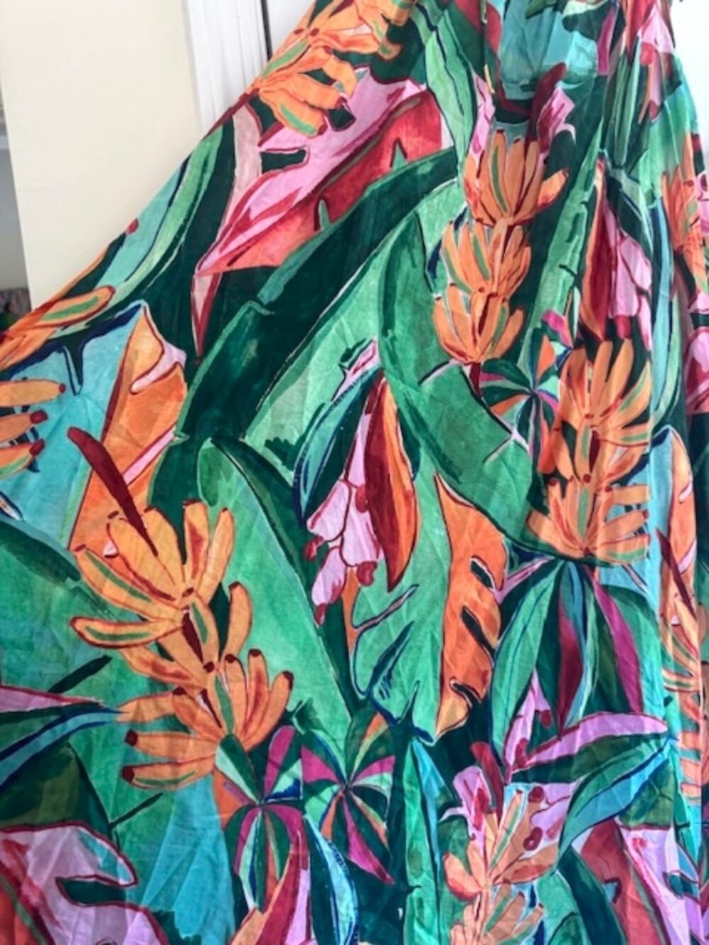 FARM Rio Banana Foliage Multicolor Sleeveless Midi Dress Resortwear Vacation - Picture 5 of 12